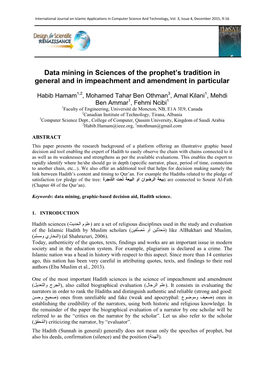 Data Mining in Sciences of the Prophet's Tradition in General and in Impeachment and Amendment in Particular
