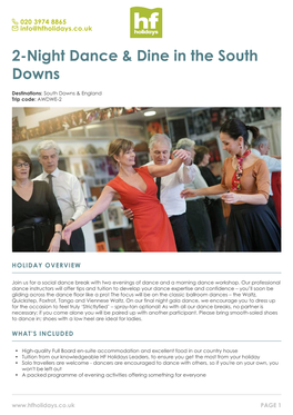 2-Night Dance & Dine in the South Downs
