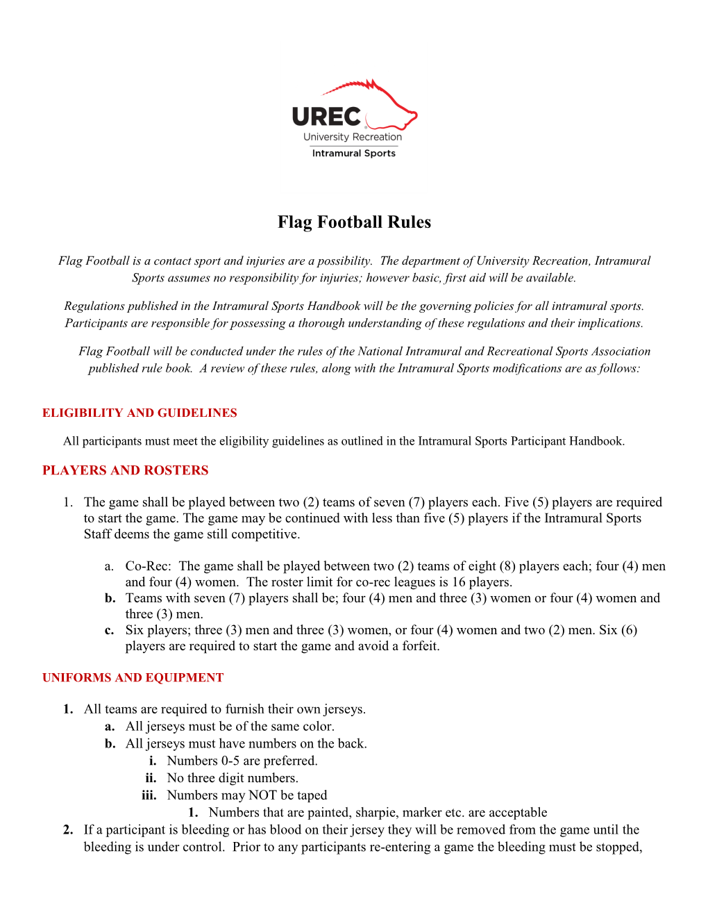 Flag Football Rules