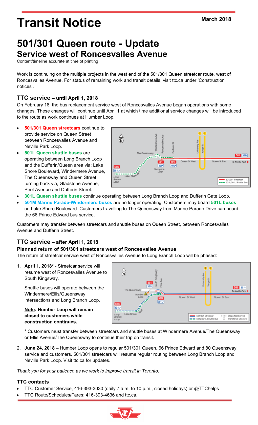 Transit Notice March 2018