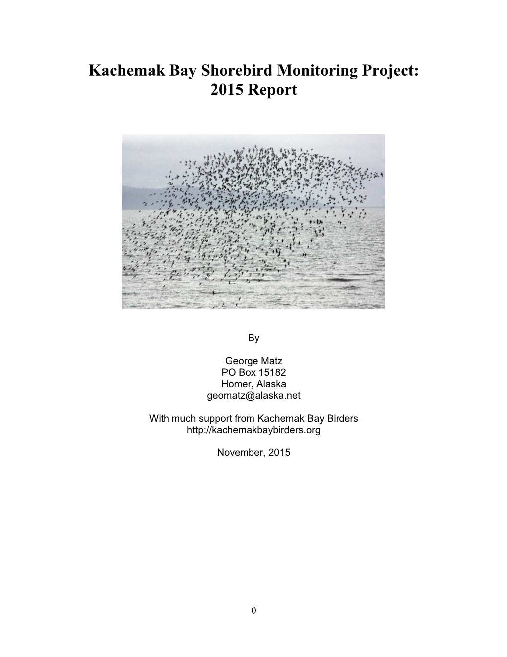 Kachemak Bay Shorebird Monitoring Project: 2015 Report