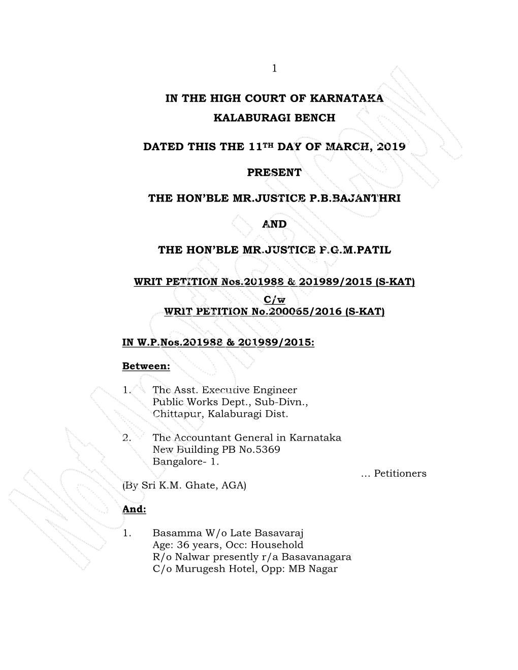 1 in the High Court of Karnataka Kalaburagi