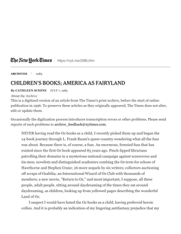 Children's Books; America As Fairyland