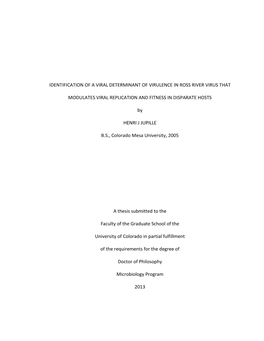 Identification of a Viral Determinant of Virulence in Ross River Virus That