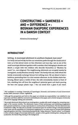 Bosnian Diasporic Experiences in a Danish Context