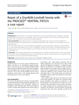 Repair of a Grynfeltt-Lesshaft Hernia with the PROCEED