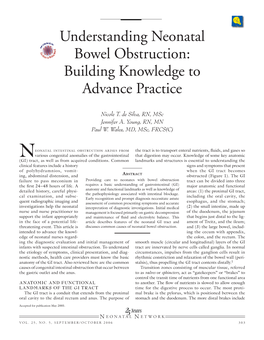 Understanding Neonatal Bowel Obstruction: Building Knowledge to Advance Practice