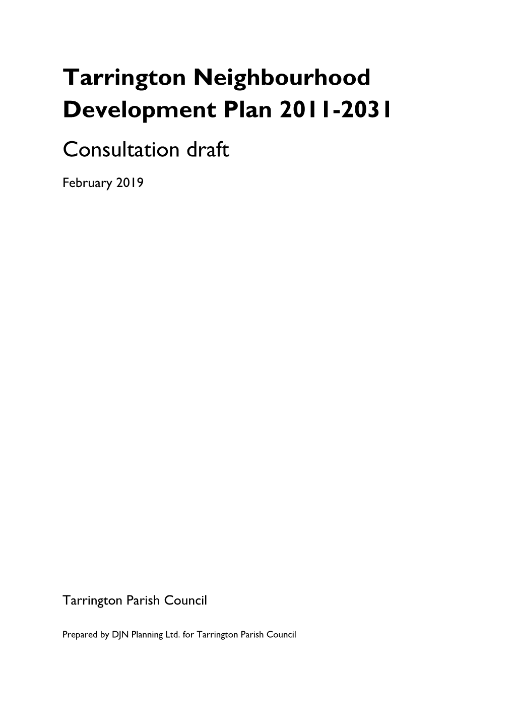 Tarrington Neighbourhood Development Plan 2011-2031 Consultation Draft