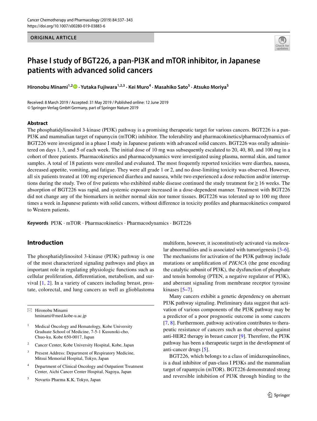 Phase I Study of BGT226, a Pan-PI3K and Mtor Inhibitor, in Japanese