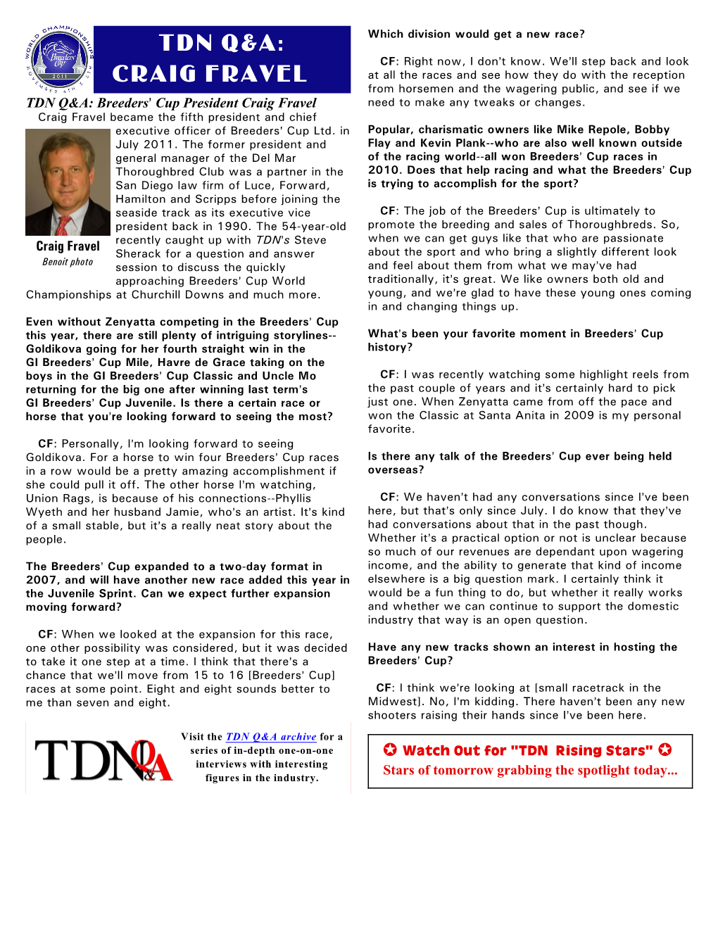 Tdn Q&A: Craig Fravel