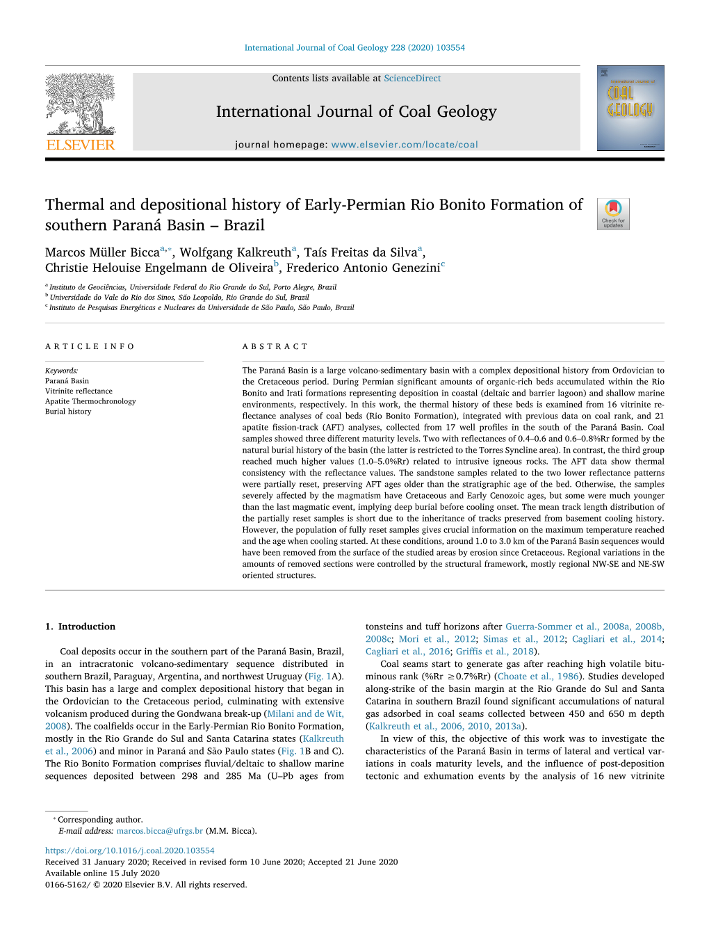 Thermal and Depositional History of Early-Permian Rio Bonito