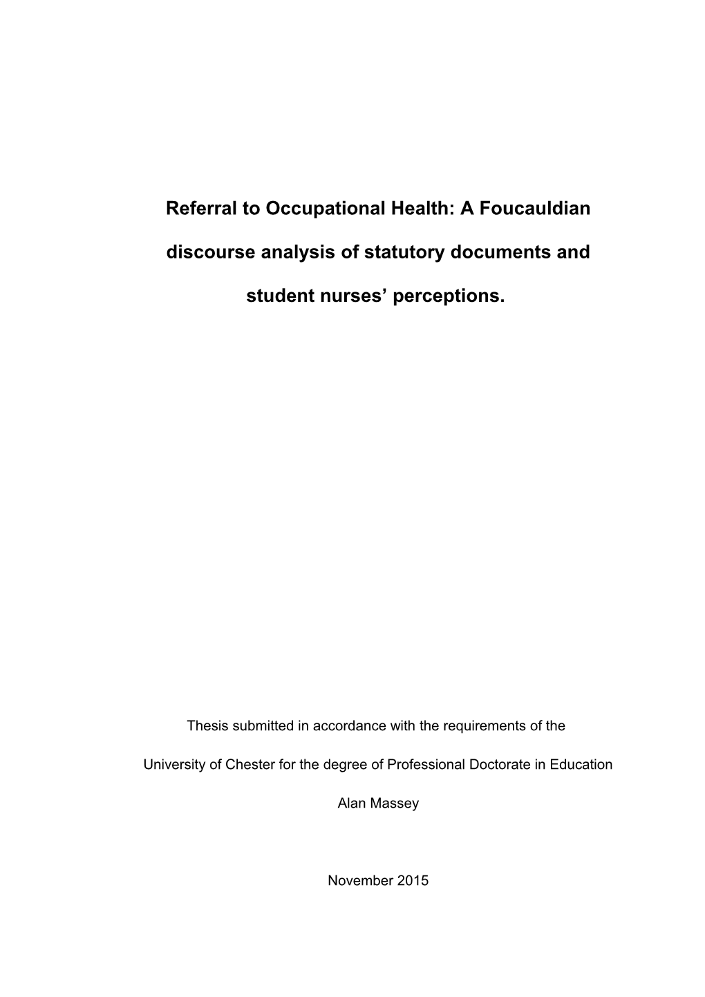 Thesis Submitted in Accordance with the Requirements of The