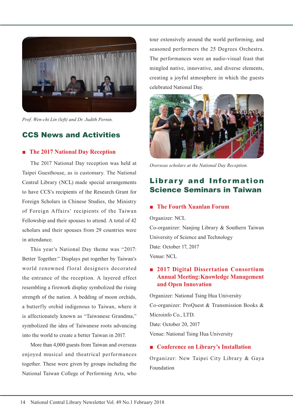 CCS News and Activities Library and Information Science Seminars in Taiwan