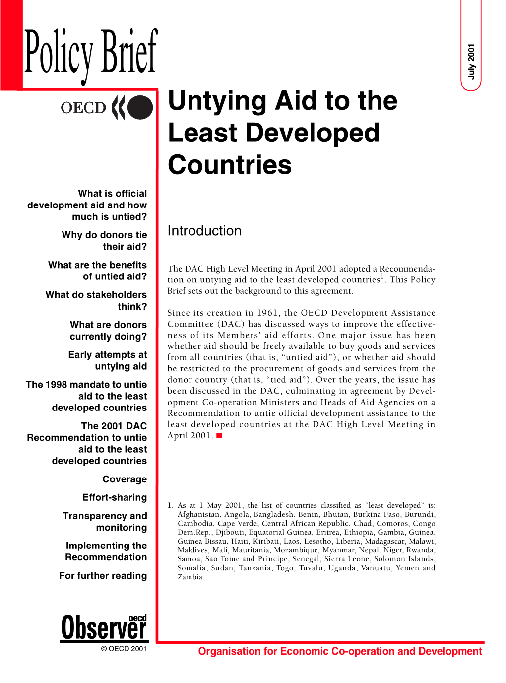 Policy Brief: Untying Aid to the Least Developed Countries