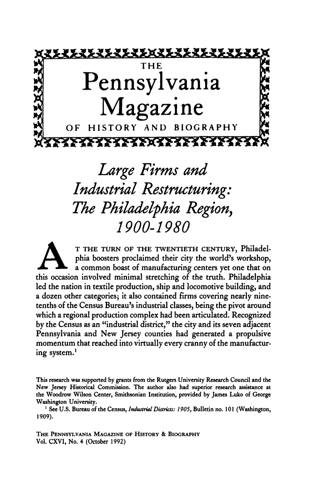 Pennsylvania Magazine of HISTORY and BIOGRAPHY