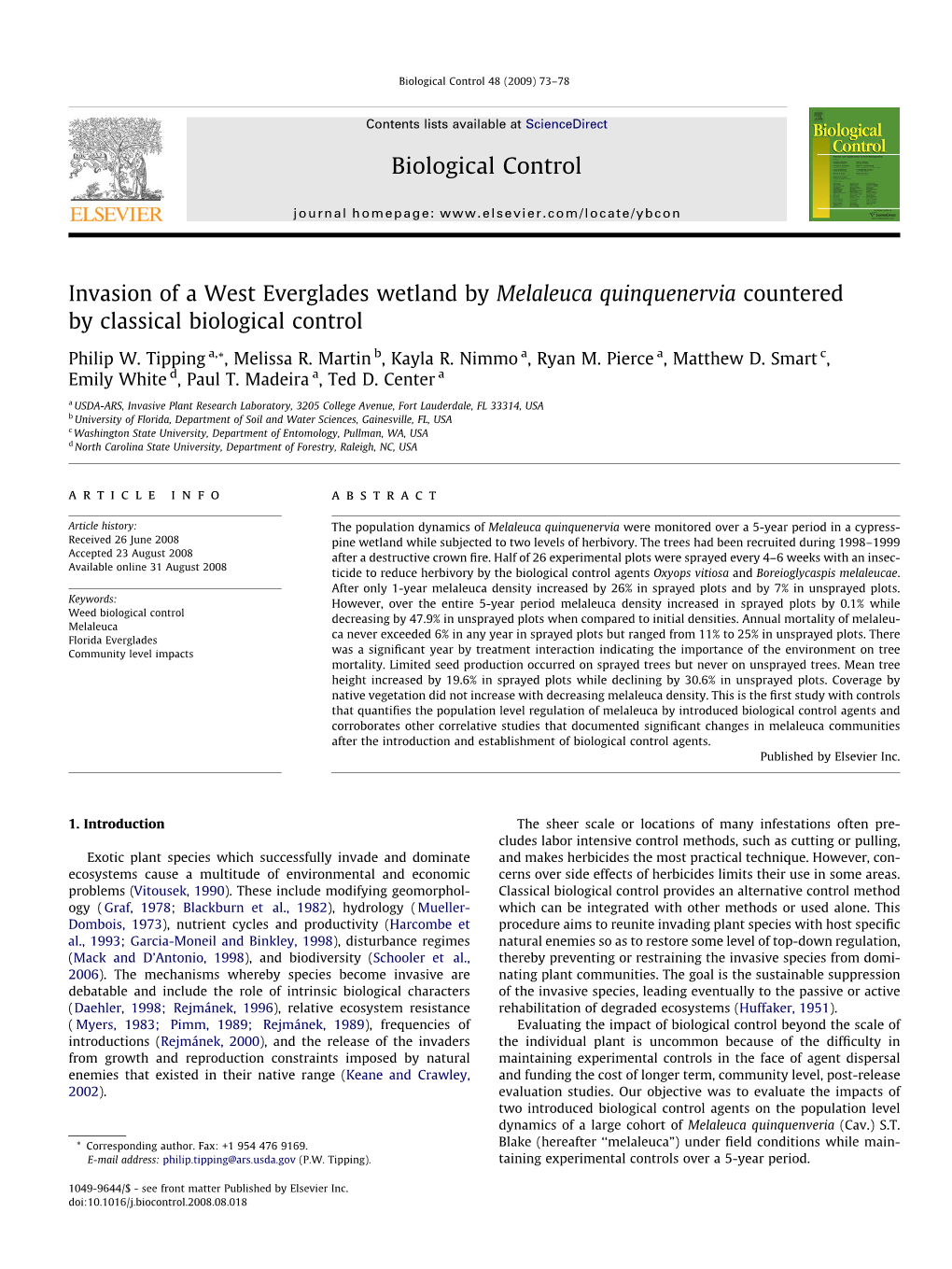 Biological Control 48 (2009) 73–78