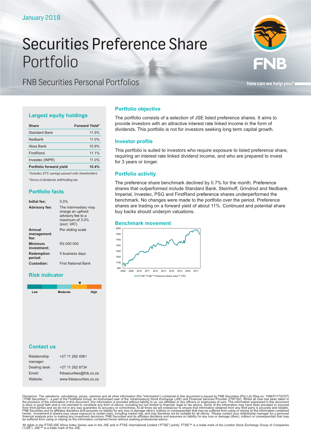 Securities Preference Share Portfolio FNB Securities Personal Portfolios