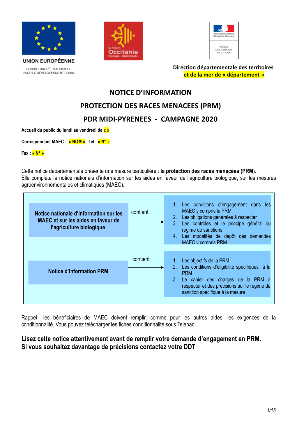 PRM) PDR MIDI-PYRENEES - CAMPAGNE 2020 Accueil Du Public Du Lundi Au Vendredi De « »