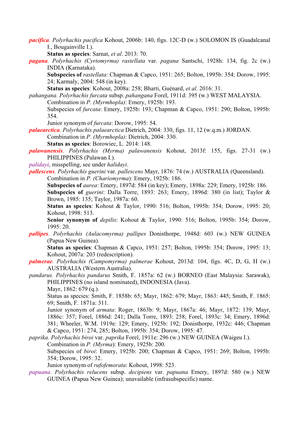 Status As Species: Sarnat, Et Al