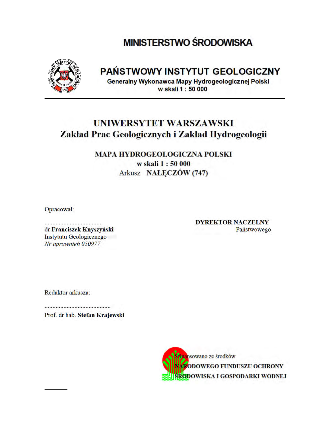 Mapa Hydrogeologiczna Polski – Plansza Główna (Materiał Archiwalny W PIG) Tablica 2