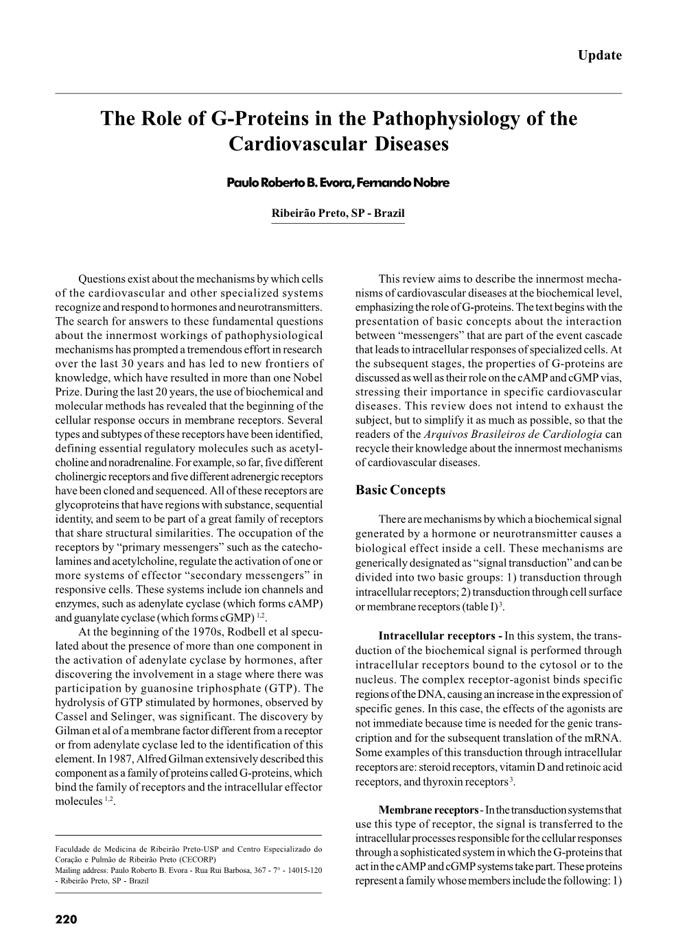 The Role of G-Proteins in the Pathophysiology of the Cardiovascular Diseases