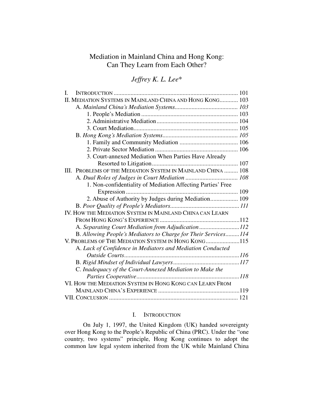 Mediation in Mainland China and Hong Kong: Can They Learn from Each Other?