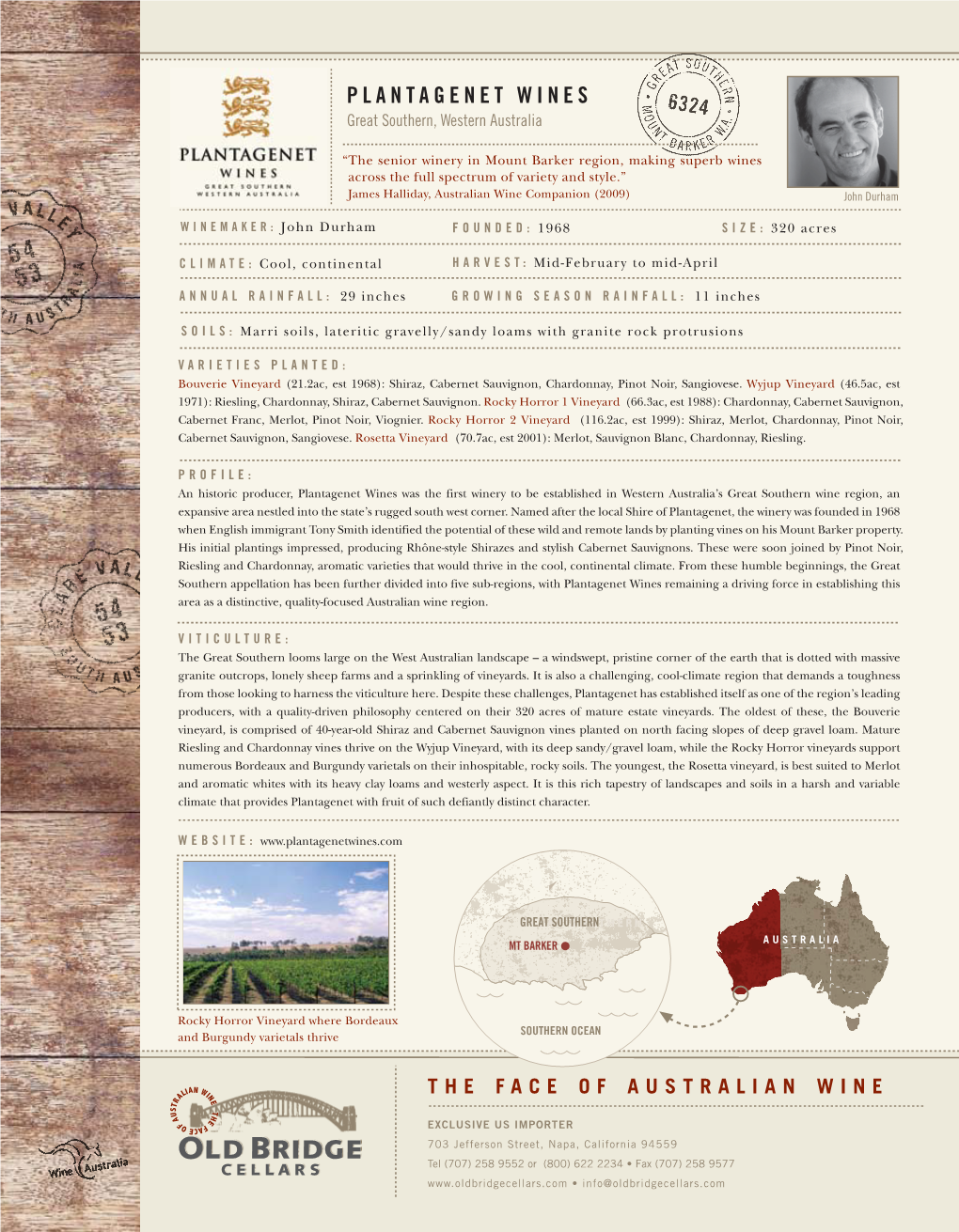 Plantagenet Brand Sheet Front