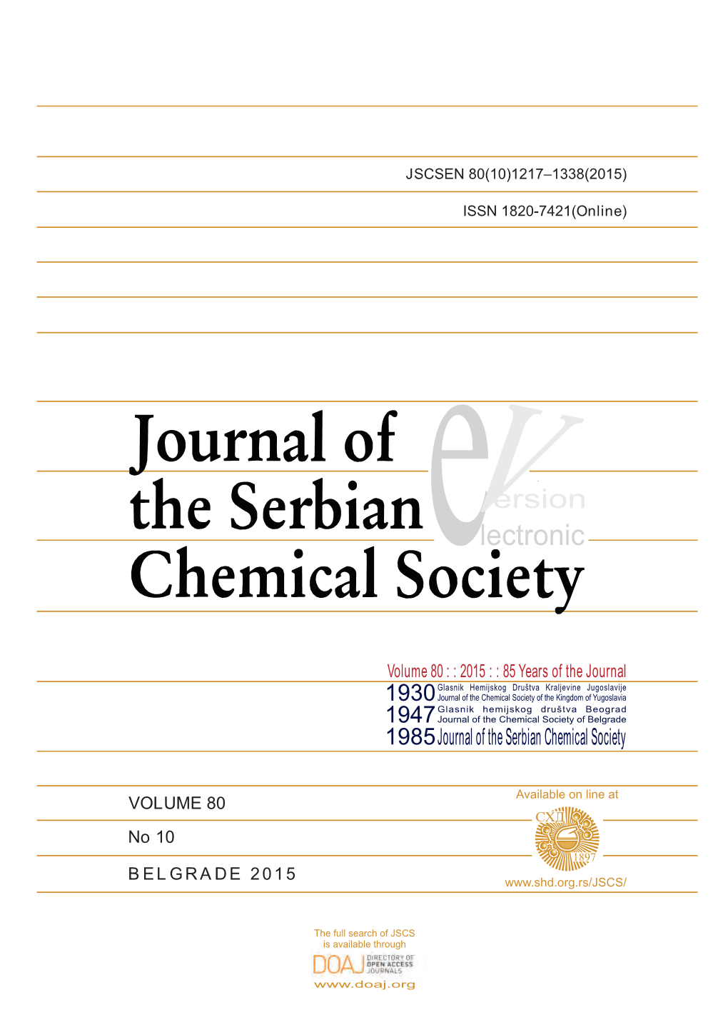 J. Serb. Chem. Soc., Vol. 80, No. 10