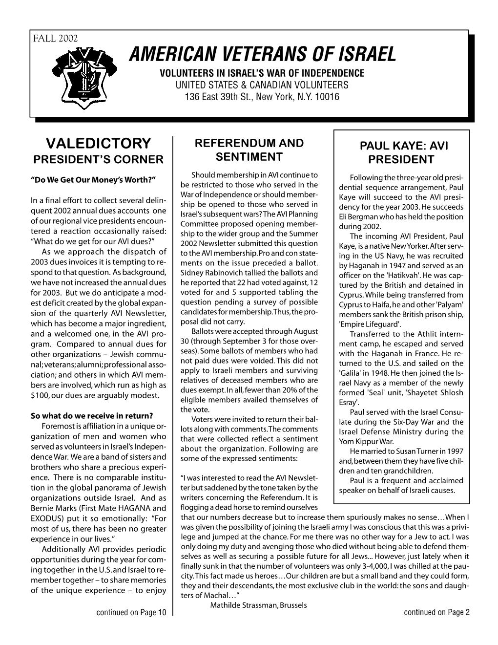 AVI Newsletter Fall 2002