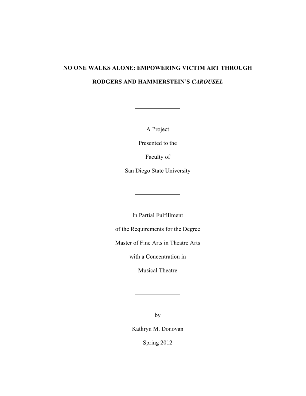 Empowering Victim Art Through Rodgers and Hammerstein’S Carousel by Kathryn M