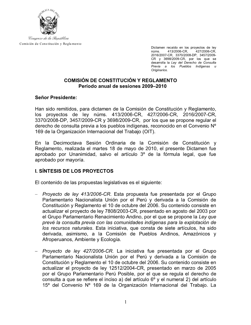 1 Comisión De Constitución Y Reglamento