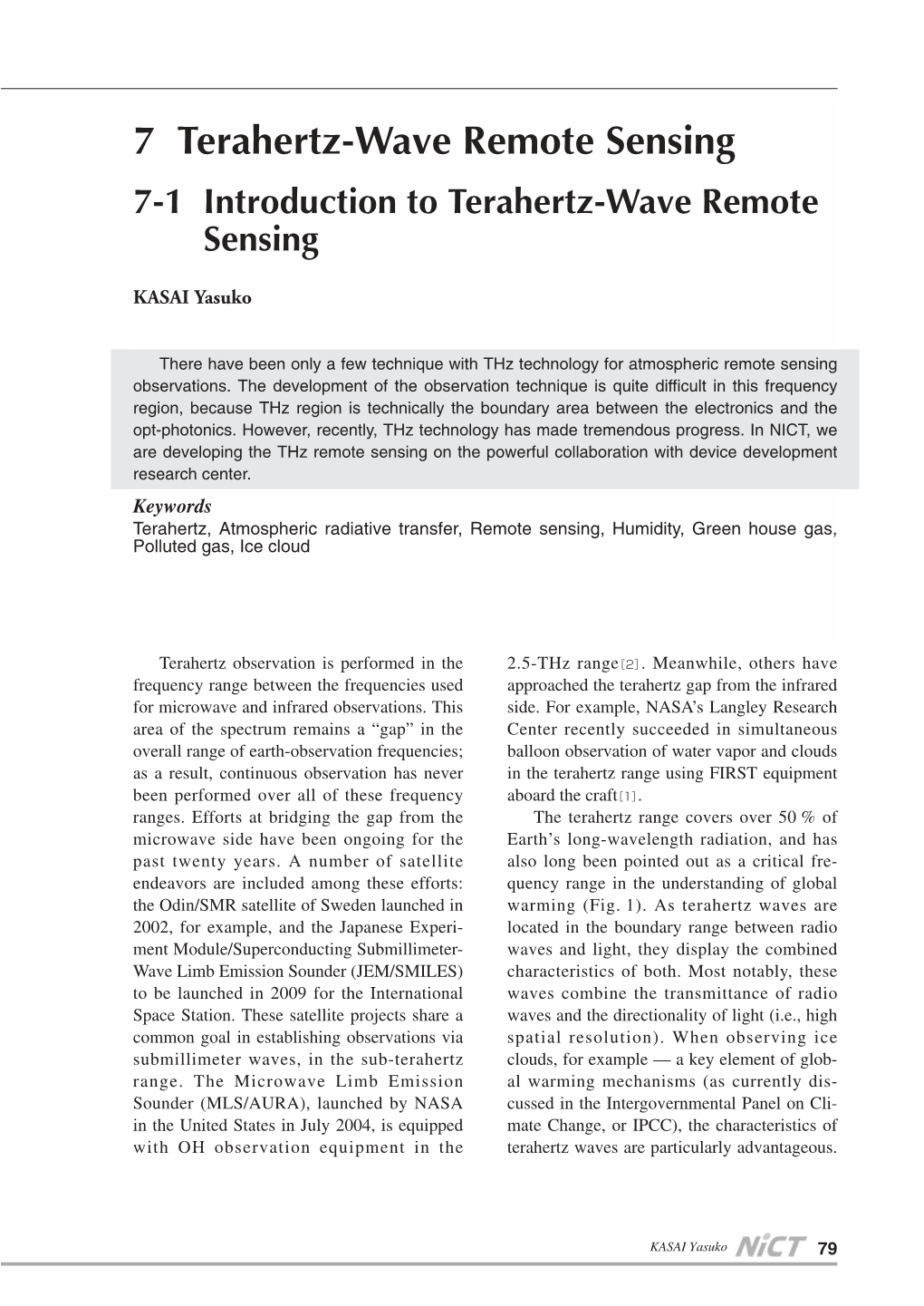 7-1 Introduction to Terahertz-Wave Remote Sensing