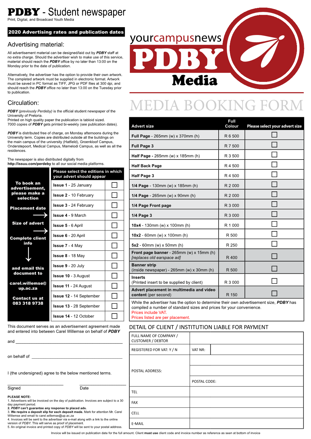 Media Booking Form →