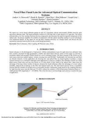 Novel Fiber Fused Lens for Advanced Optical Communication Systems Andrew A