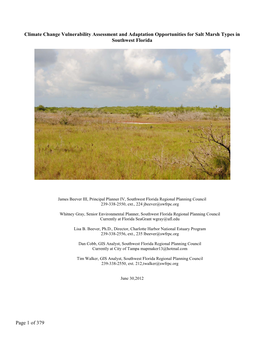 Climate Change Vulnerability Assessment and Adaptation Opportunities for Salt Marsh Types in Southwest Florida
