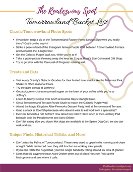 Tomorrowland Bucket List with Scavenger