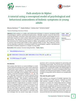 Path Analysis in Mplus: a Tutorial Using a Conceptual Model of Psychological and Behavioral Antecedents of Bulimic Symptoms in Young Adults