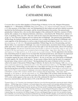Catherine Rigg, Lady Cavers