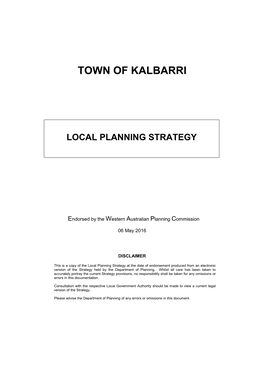 Local Planning Strategy Town of Kalbarri