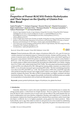 Properties of Peanut (KAC431) Protein Hydrolysates and Their Impact on the Quality of Gluten-Free Rice Bread