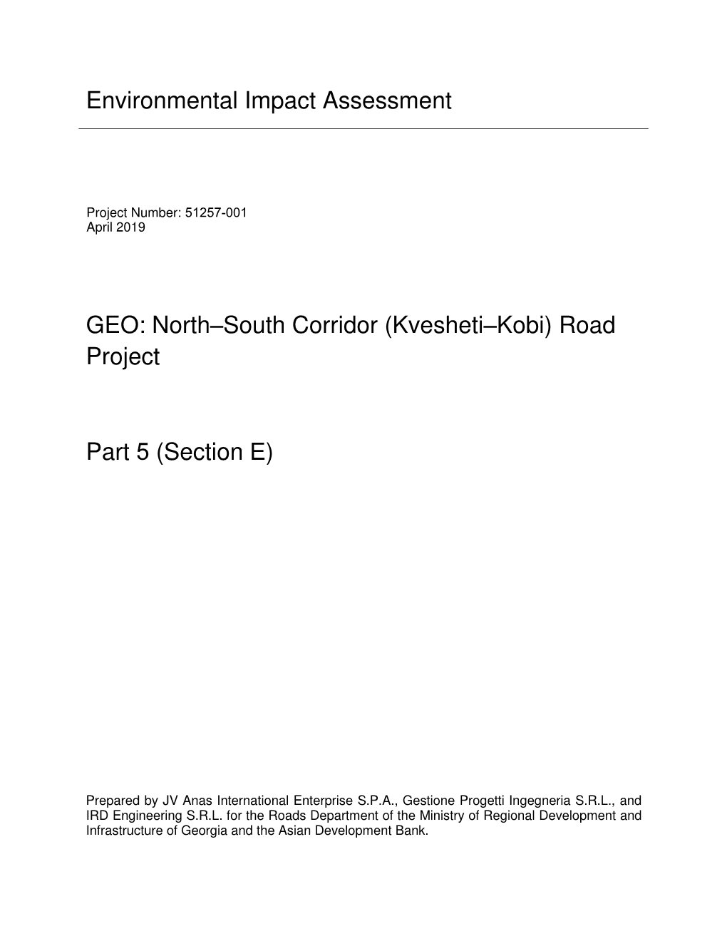 Environmental Impact Assessment GEO: North–South Corridor