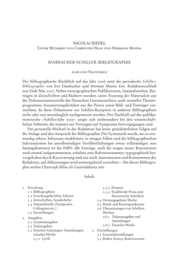 Nicolai Riedel Marbacher Schiller-Bibliographie