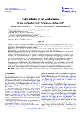 Radio Galaxies of the Local Universe All-Sky Catalog, Luminosity Functions, and Clustering?