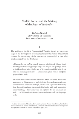 Skaldic Poetics and the Making of the Sagas of Icelanders