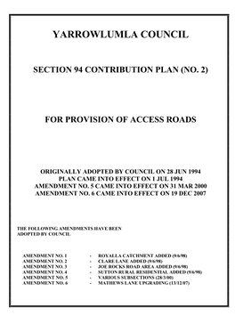 Yarrowlumla Council Section 94 Contribution Plan