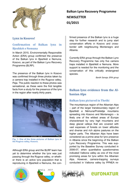 Balkan Lynx Recovery Programme NEWSLETTER 01/2015