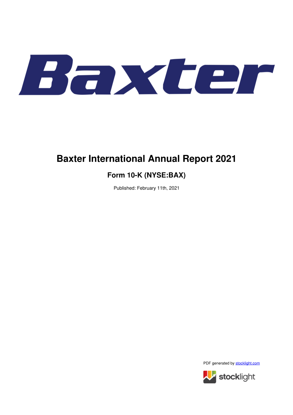 Baxter International Annual Report 2021