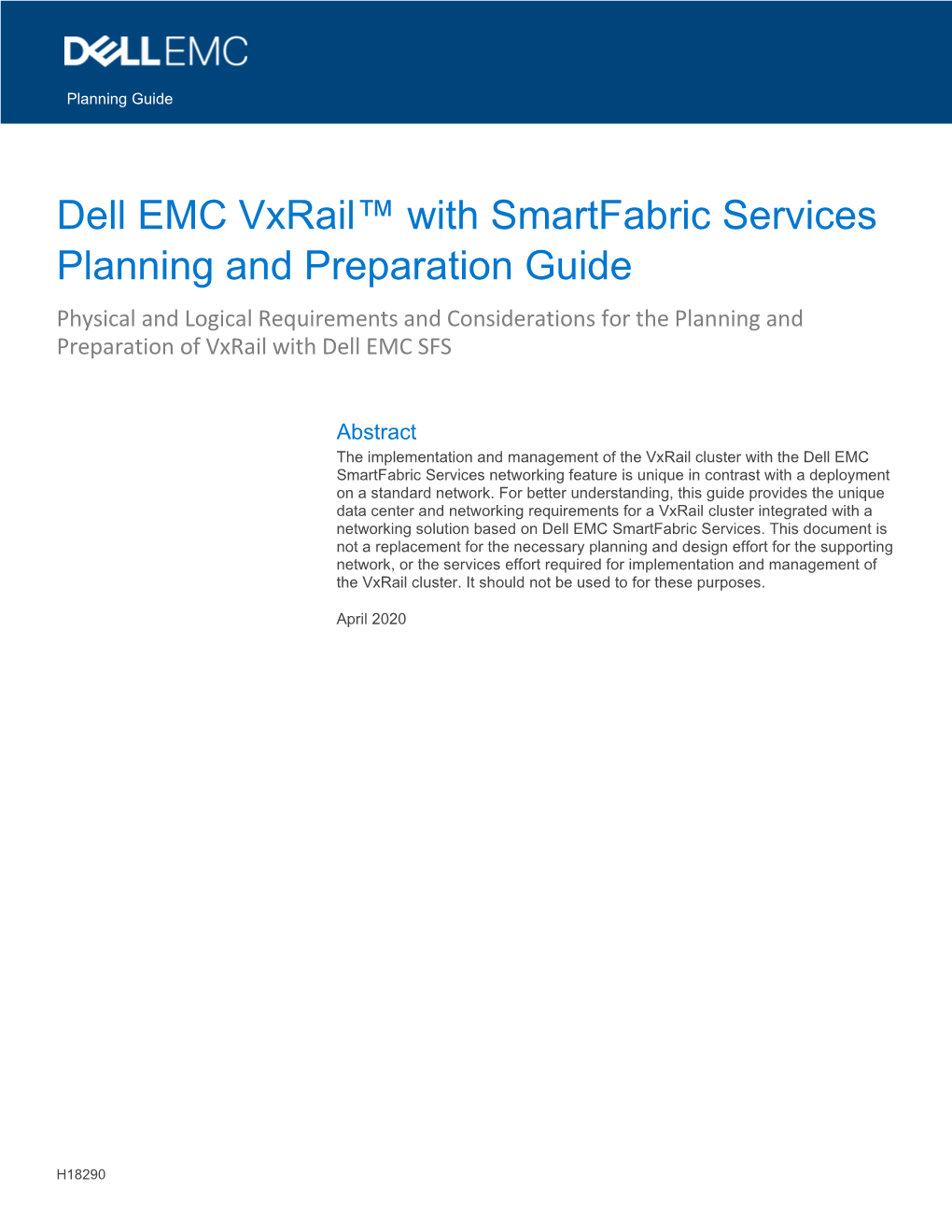 Dell EMC Vxrail with Smartfabric Services Planning and Preparation