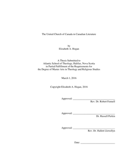 The United Church of Canada in Canadian Literature by Elizabeth A