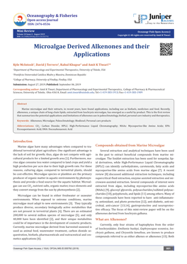 Microalgae Derived Alkenones and Their Applications